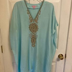 Lilly Pulitzer Aqua Embellished Swim Coverup